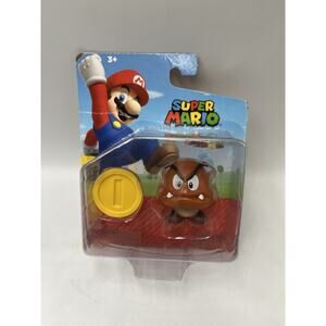 *FREE SHIP* 2.5" GOOMBA + COIN Super Mario World of Nintendo JAKKS PACIFIC